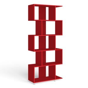 Estante Livreiro 05 Nichos Design Vermelho Movelbento
