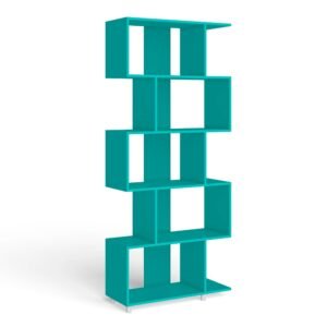 Estante Livreiro 05 Nichos Design Azul Turquesa Movelbento