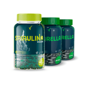 KIT SPIRULINA - 30 DIAS - 60 CÁPSULAS + CLORELLA - 40 DIAS - 120 CÁPSULAS