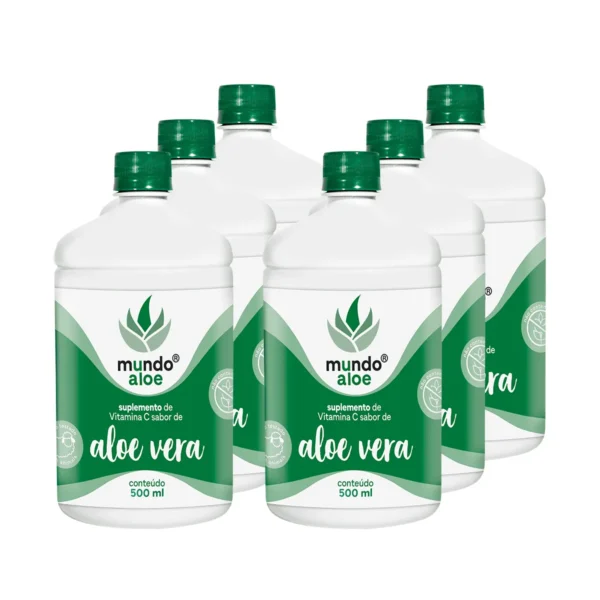 Kit Suplemento Orgânico Sabor Aloe Vera com 6 UN de 500ml Mundo Aloe