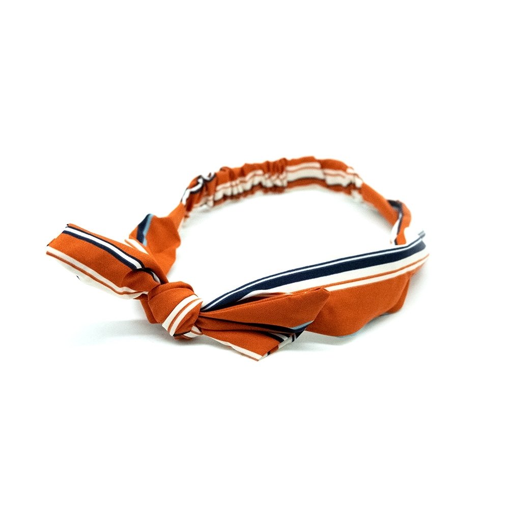 Faixa De Tecido Laranja Com Listras E Laço Central