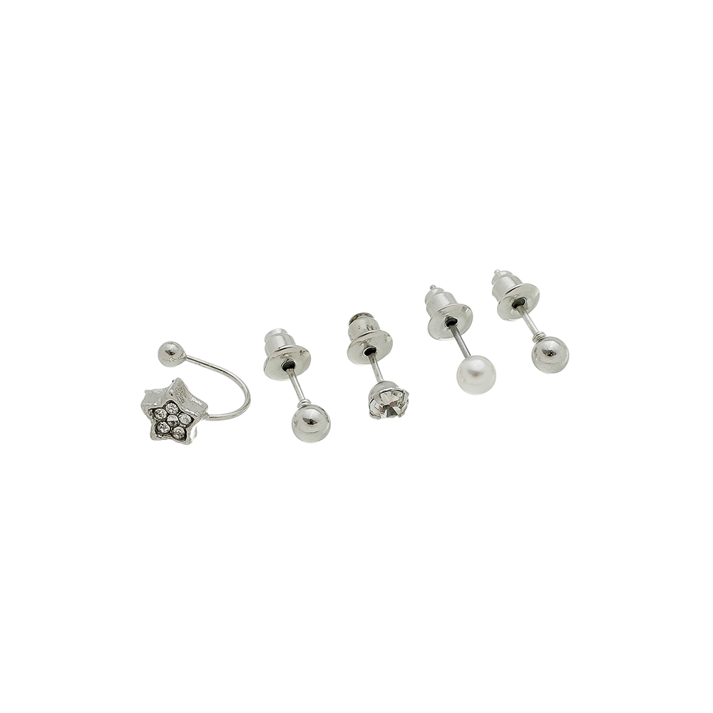 Kit Com 5 Piercings Com Pontos De Luz E Estrela.