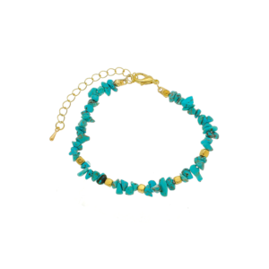 Pulseira Com Pedras Naturais E Detalhes Dourados