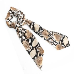 Scrunchie Com Lenço Grande Com Estampa De Cobra Marrom