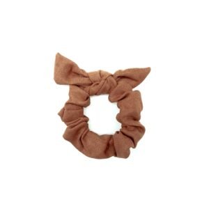 Scrunchie De Tecido Com Laço E Brilhinho Marrom