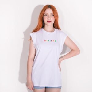 Regata anjuss muscle tee love is fly Branco PP