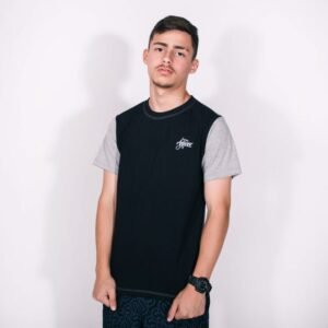 Camiseta juvenil anjuss stroke Preto/mescla 10