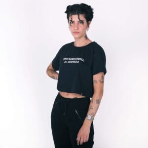 Camiseta cropped anjuss funny over blood Preto PP