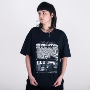 Camiseta over uni anjuss waves Preto G