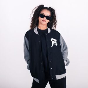 Jaqueta uni anjuss varsity Preto PP