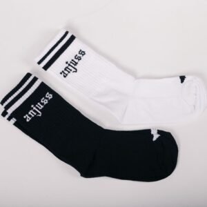 Kit 2 meias cano medio black anjuss Branco/preto
