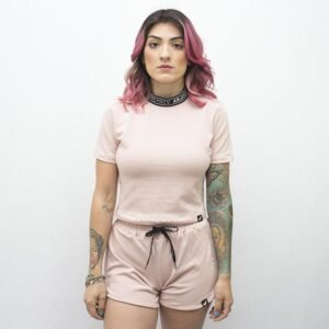 Cropped Feminino Gola Alta Anjuss Power Rosa G