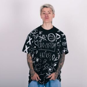 Camiseta uni over anjuss X Caio alencar doodles Preto P
