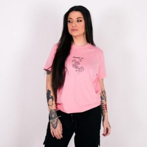 Camiseta feminina over anjuss roses Rosa chiclete PP