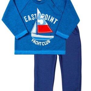 Conjunto Bebê Malha Minichevron e Moletom East Point - Azul M
