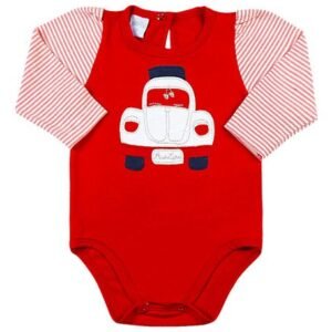 Body Bebê Cotton e Listrado Fusca - Vermelho RN