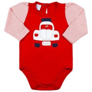 Body Bebê Cotton e Listrado Fusca - Vermelho M