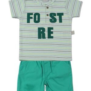 Conjunto Bebê Suedine Listrado Playfull Forest - Verde M