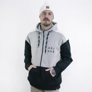 Moletom Aberto Masculino Half Anjuss Bco/Mesc/Pto GG