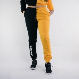 Calça Moletom Feminina Jogging Twice Anjuss Preto/Amarelo M