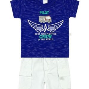 Conjunto Bebê Malha Millicolor e Tela Illi Pilot Crew - Royal G