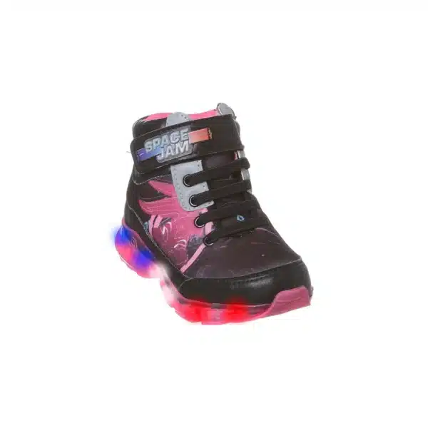 Tênis De Led Infantil Feminino Power Light Space Jam Ortopé Preto E Pink