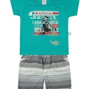 Conjunto Bebê Malha Vintage e Listrado Balesi Legion - Verde G
