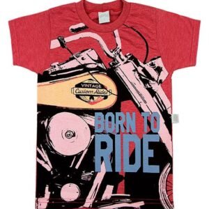 Camiseta Infantil Malha Vintage Silk Born To Ride - Vermelho 2