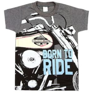 Camiseta Infantil Malha Vintage Silk Born To Ride - Grafite 4