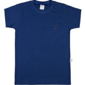 Camiseta Infantil Meia Malha Com Manga Básica - Azul Jeans 4
