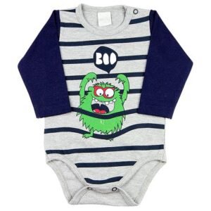 Body Bebê Cotton Monstro Boo - Grafite P