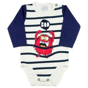Body Bebê Cotton Monstro Boo - Natural M