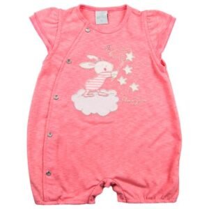 Macacão Bebê Malha Flamê Vintage Coelhinha - Rosa P