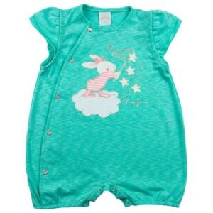 Macacão Bebê Malha Flamê Vintage Coelhinha - Verde M