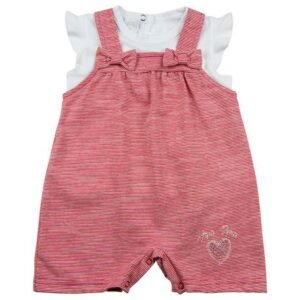 Salopete Malha Listrada Pontal Coração - Vermelho G