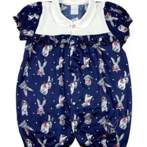 Macacão Bebê Tecido Tarsila Estampa Digital Coelhos - Marinho M