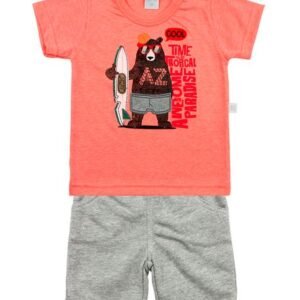 Conjunto Bebê Malha Light Vintage e Moletinho Cool Time - Laranja M