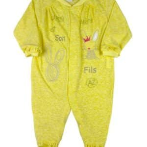 Macacão Bebê Malha Botonê Clouds Coelhinhos - Amarelo P