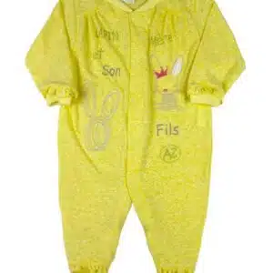 Macacão Bebê Malha Botonê Clouds Coelhinhos - Amarelo P