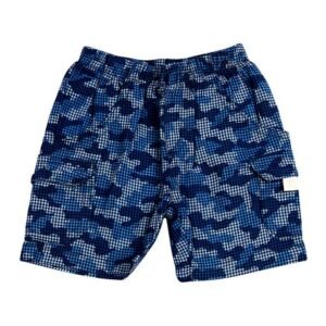Shorts Bebê tecido Xadrez Camuflado - Azul P